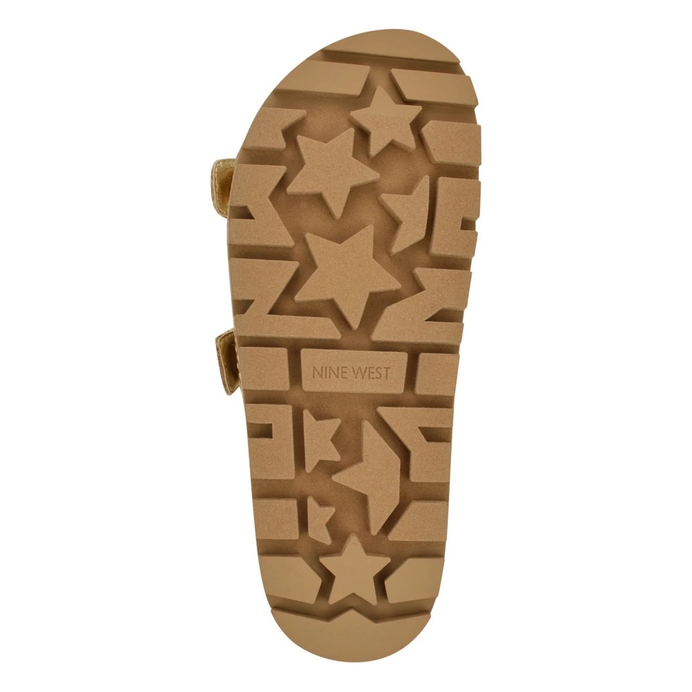 Nine West Gold Braided Buckle Slide Sandals - Picture 5 of 5